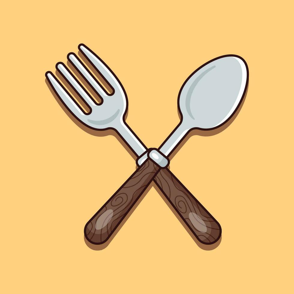 spoon and fork cartoon vector illustration.