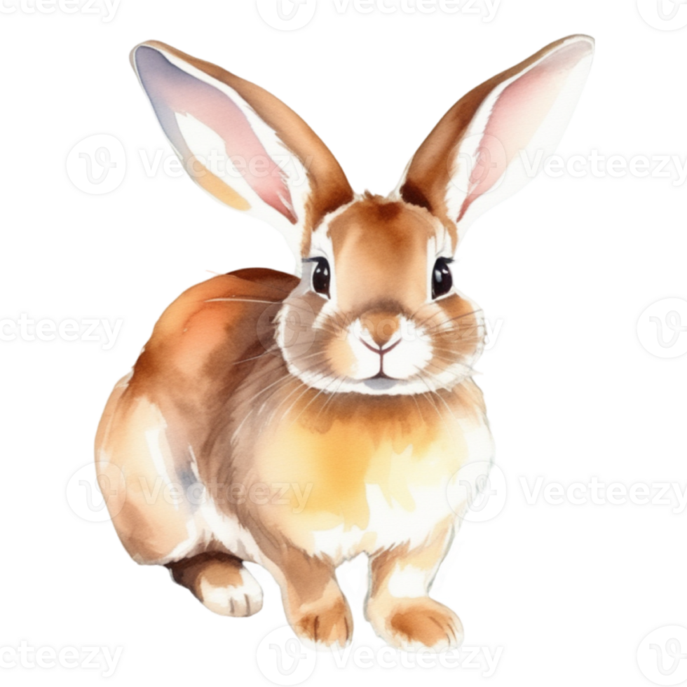 Cute rabbit watercolor illustration clipart png