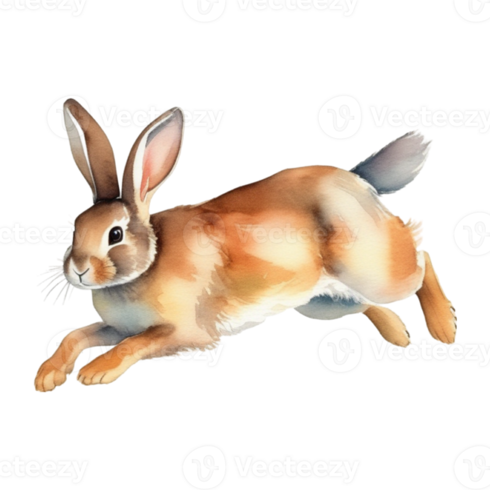 Cute rabbit watercolor illustration clipart png