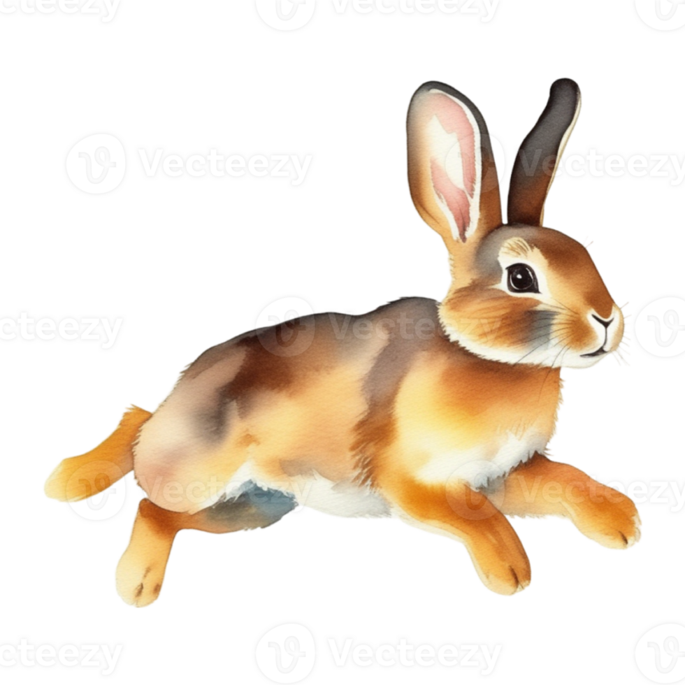 Cute rabbit watercolor illustration clipart png