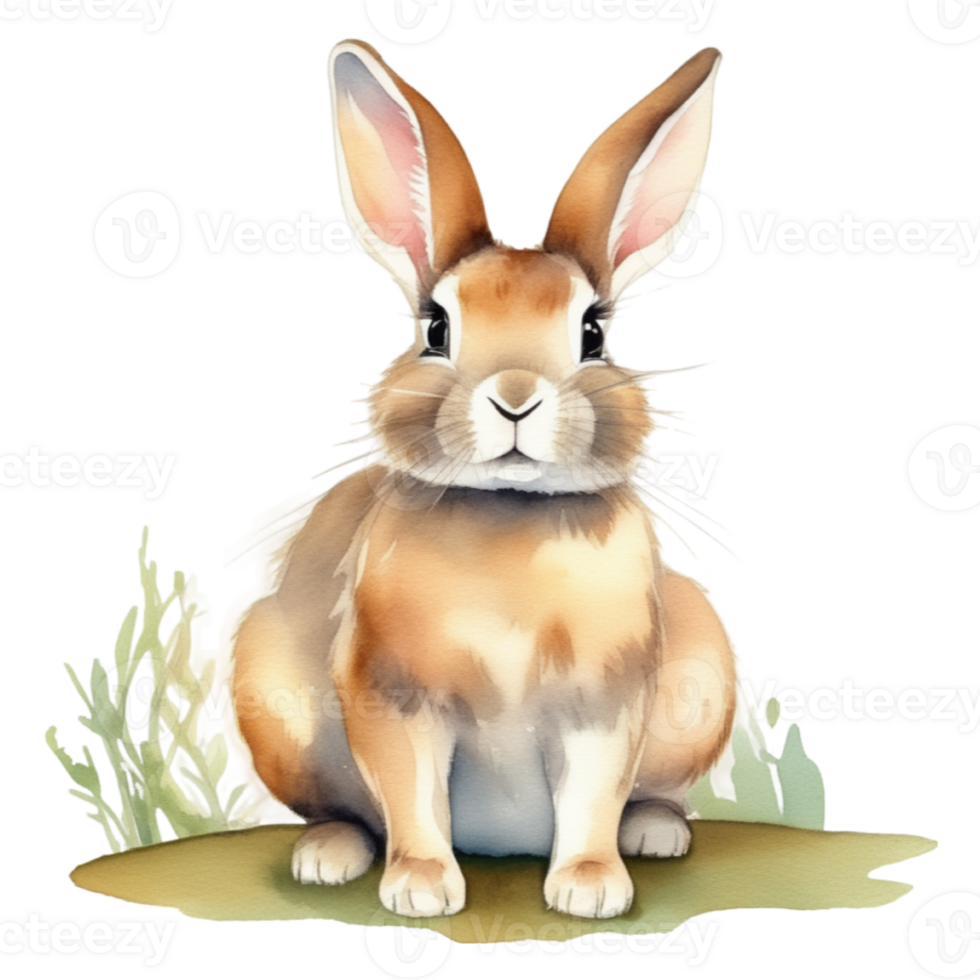 Cute rabbit watercolor illustration clipart png