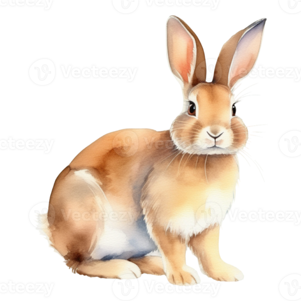 Cute rabbit watercolor illustration clipart png