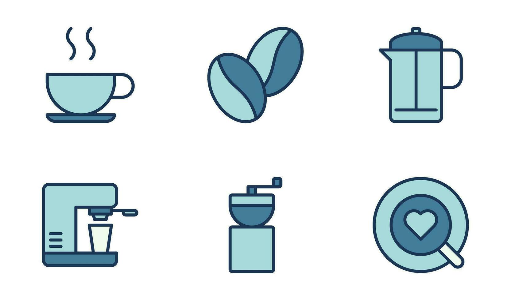 Cafe and Coffee icon design template in filled outline style vector