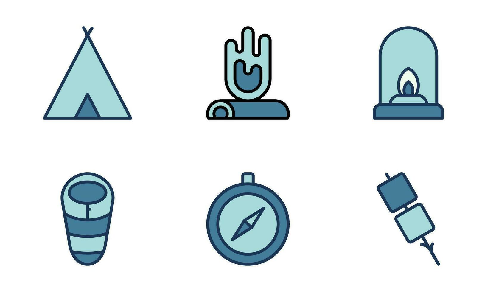 Camping icon design template in filled outline style vector
