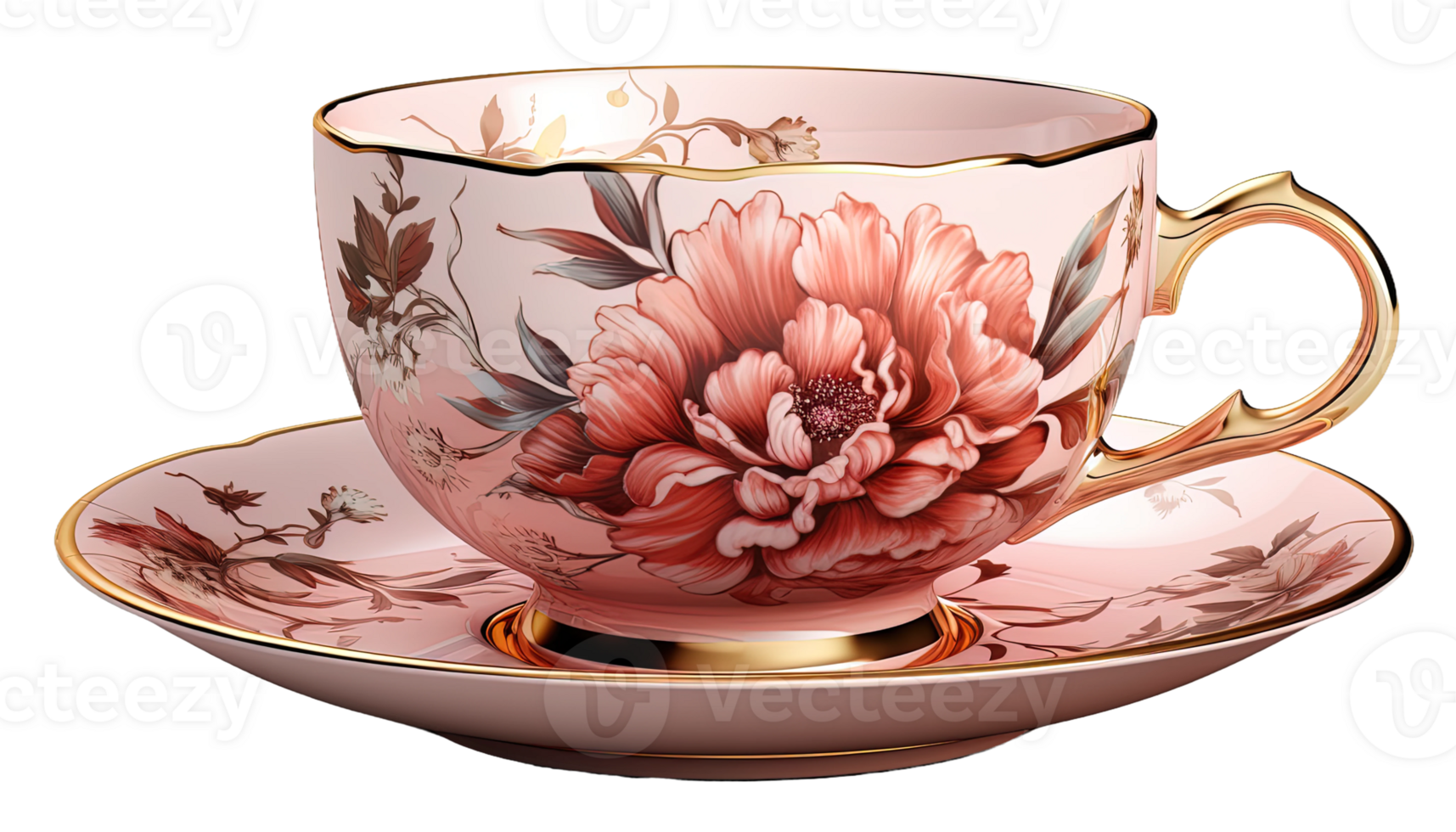 AI generated Elegant tea cup clipart, cup transparent background, tea cup, tea cup flowers design png