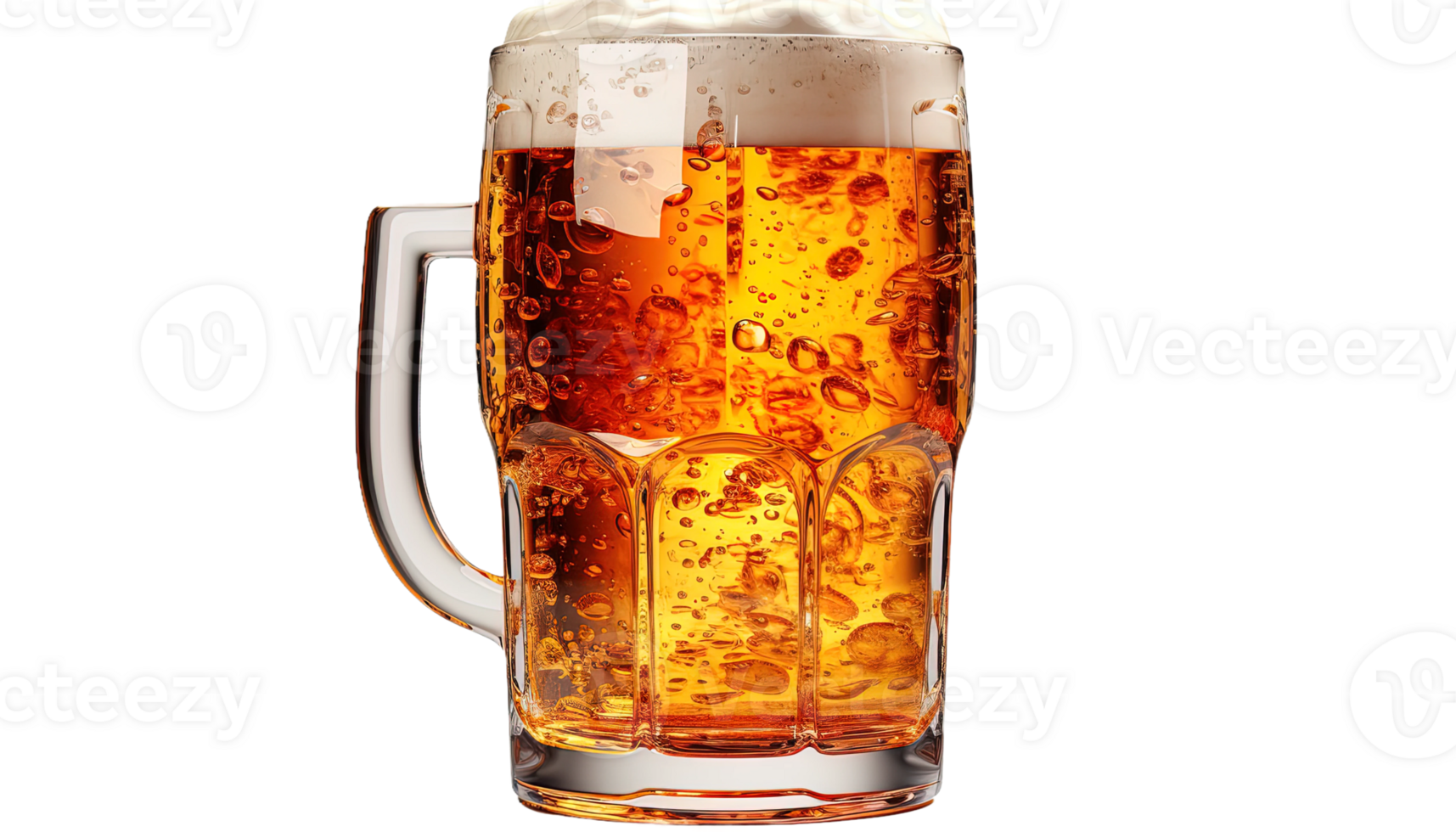 AI generated Foamy beer mug clipart, transparent background, beer glass illustration, alcoholic beverage png