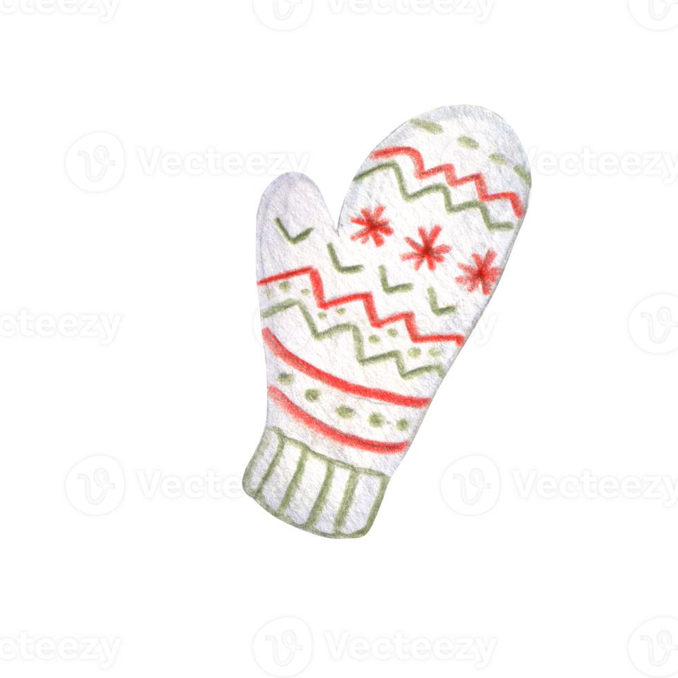 Watercolor winter mittens png