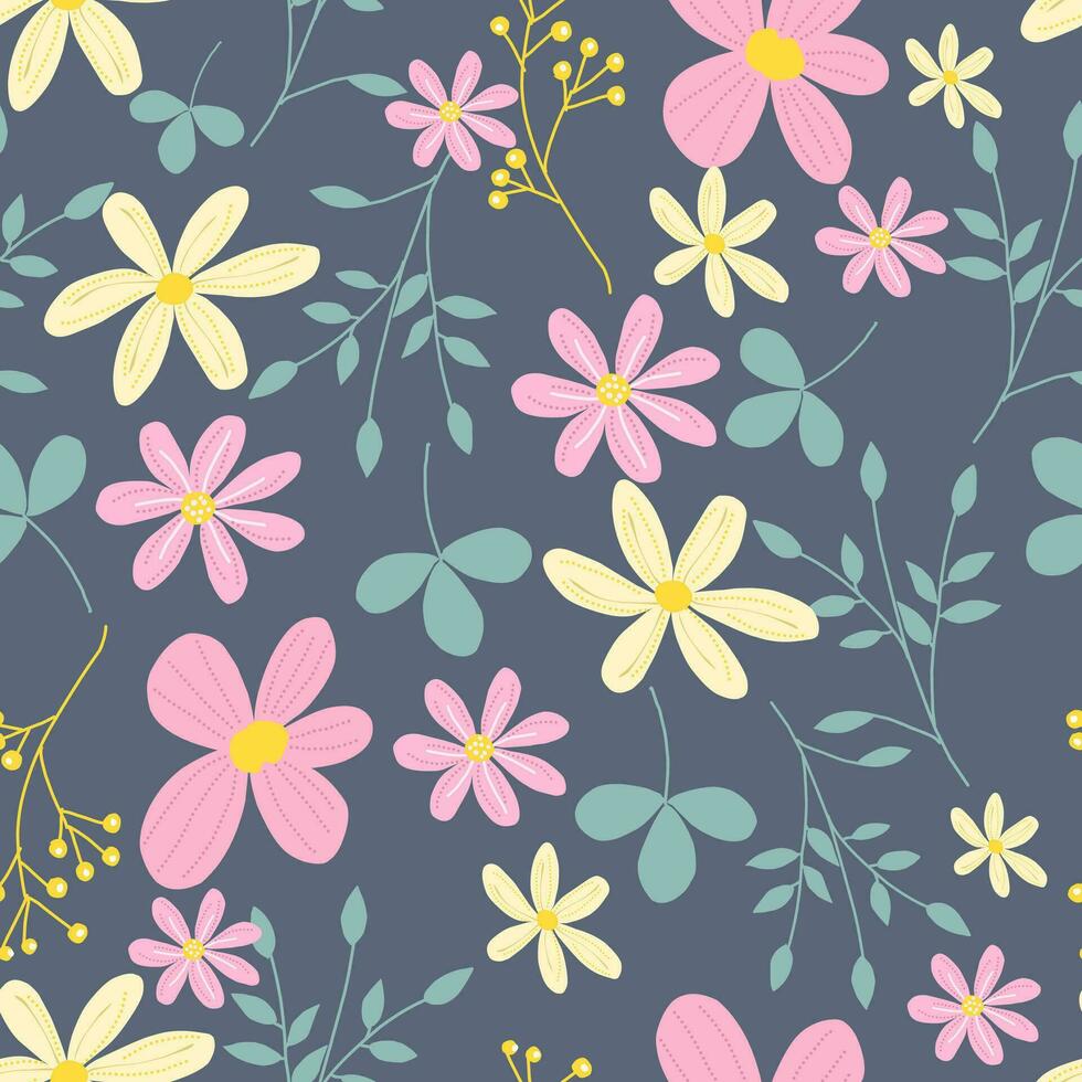 Cute Pink and Yellow Flower Pattern vector