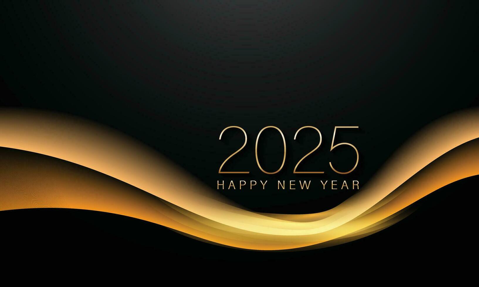 2025 New year with Abstract shiny color gold wave design element and glitter effect on dark background. For Calendar, poster design vector