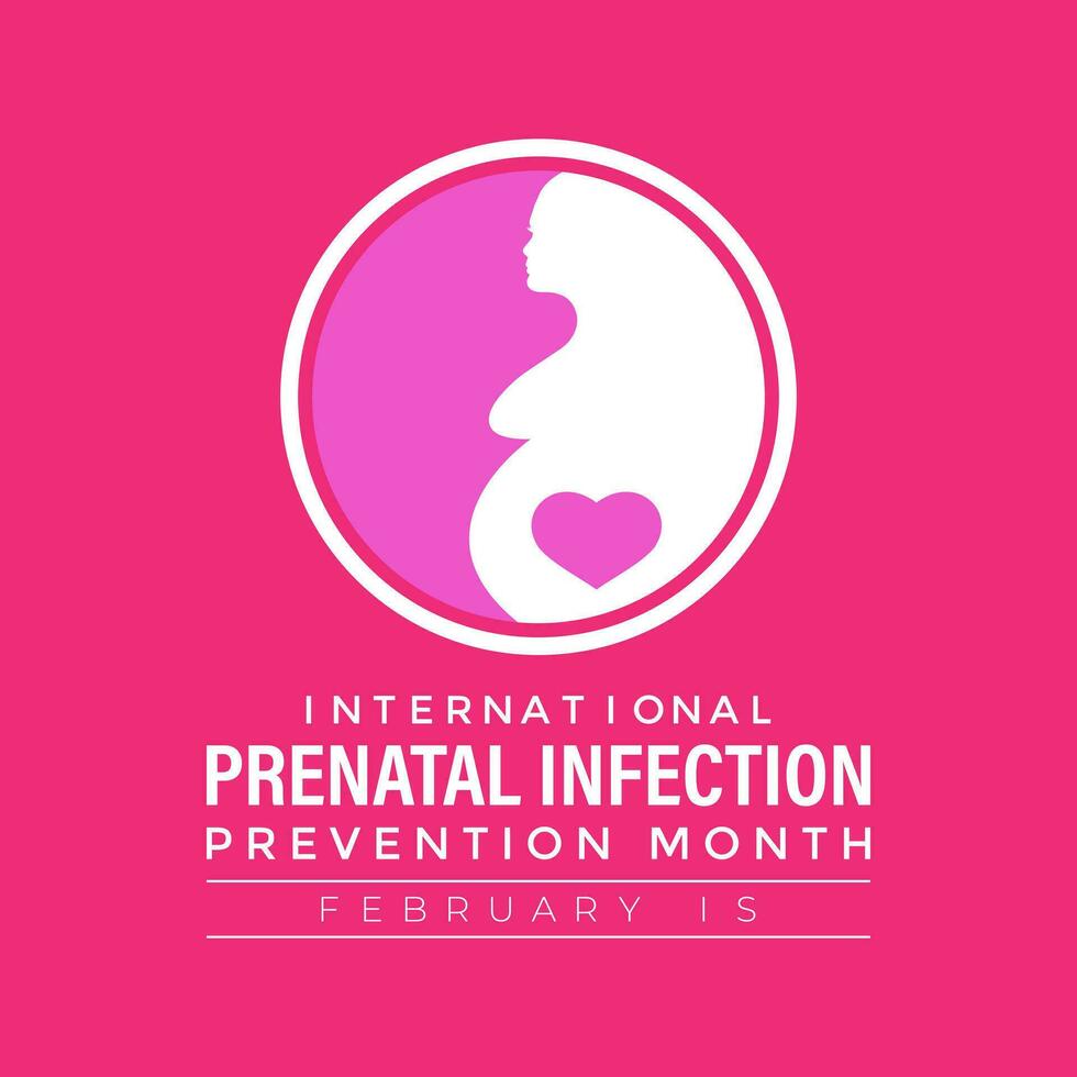 prenatal infección prevención mes es observado cada año en febrero. bandera, póster, tarjeta, antecedentes diseño. vector