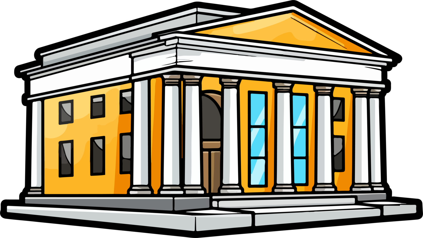 AI generated Bank building clipart design illustration png