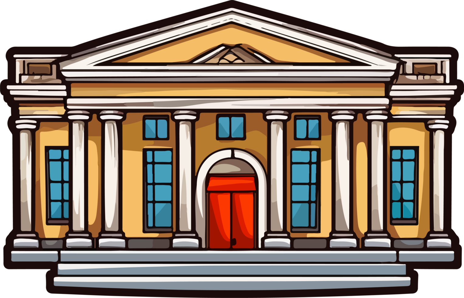 AI generated Bank building clipart design illustration png