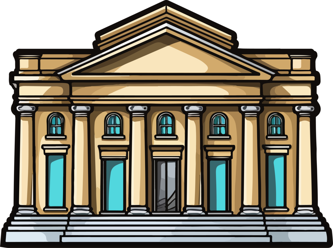 AI generated Bank building clipart design illustration png