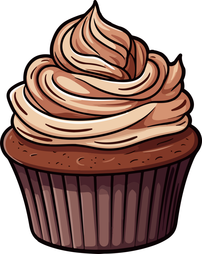 AI generated Chocolate cupcake clipart design illustration png