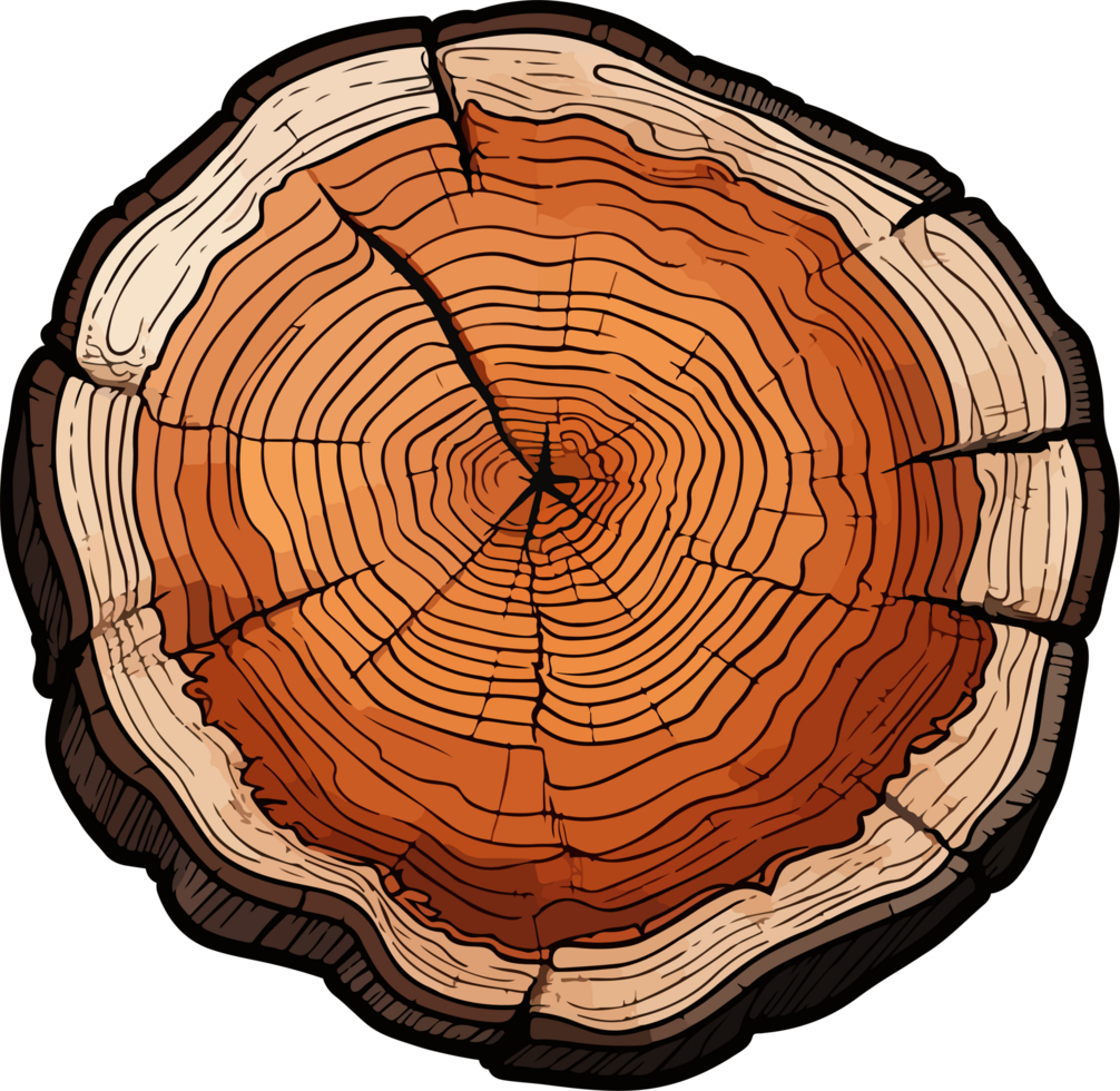 AI generated Cross section of tree clipart design illustration png