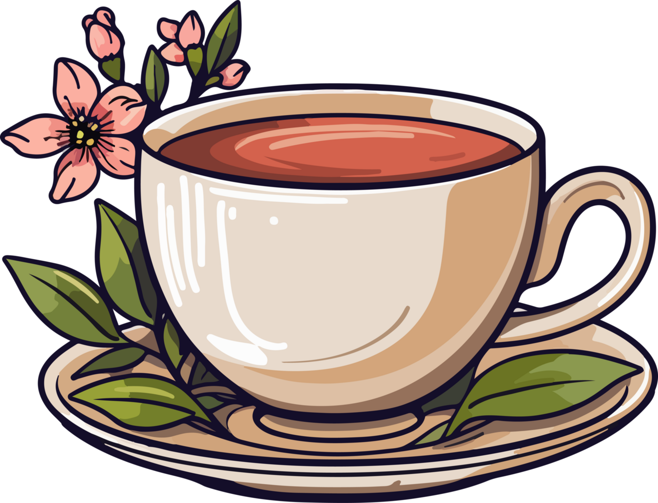 AI generated Cup of tea clipart design illustration png