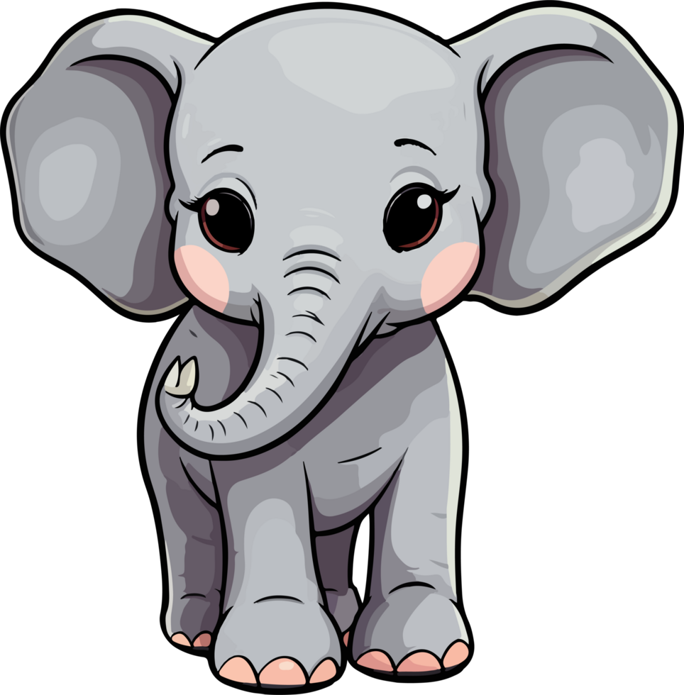 AI generated Cute elephant clipart design illustration png