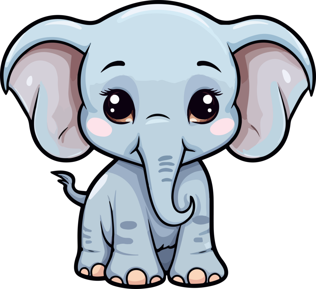 AI generated Cute elephant clipart design illustration png