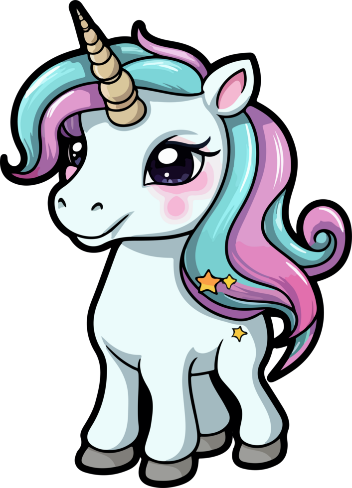 AI generated Cute unicorn clipart design illustration png