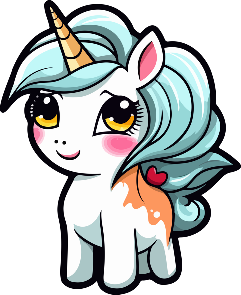 AI generated Cute unicorn clipart design illustration png
