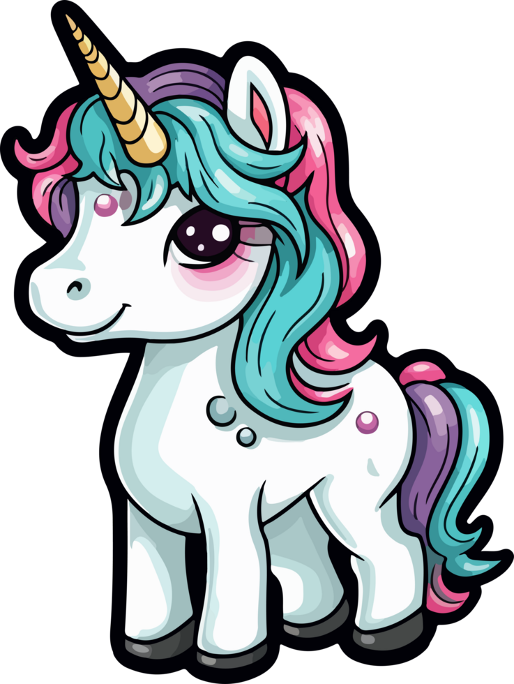 ai generato carino unicorno clipart design illustrazione png