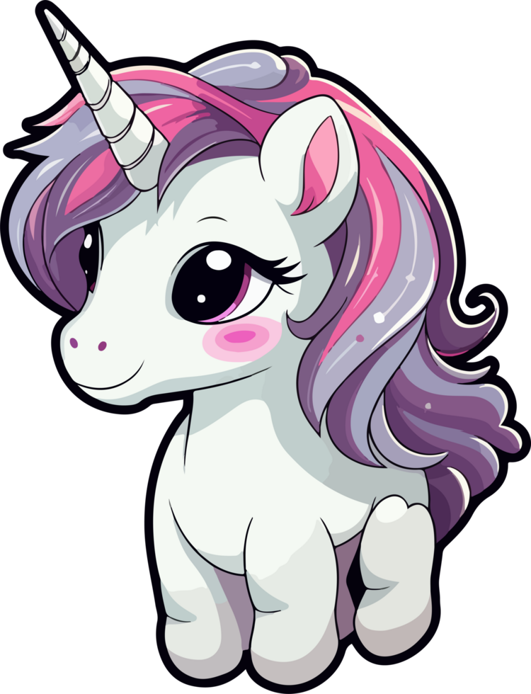 AI generated Cute unicorn clipart design illustration png