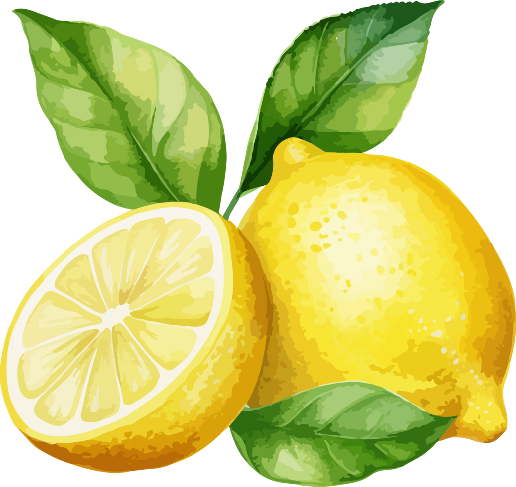 AI generated Watercolor lemon clipart design illustration png