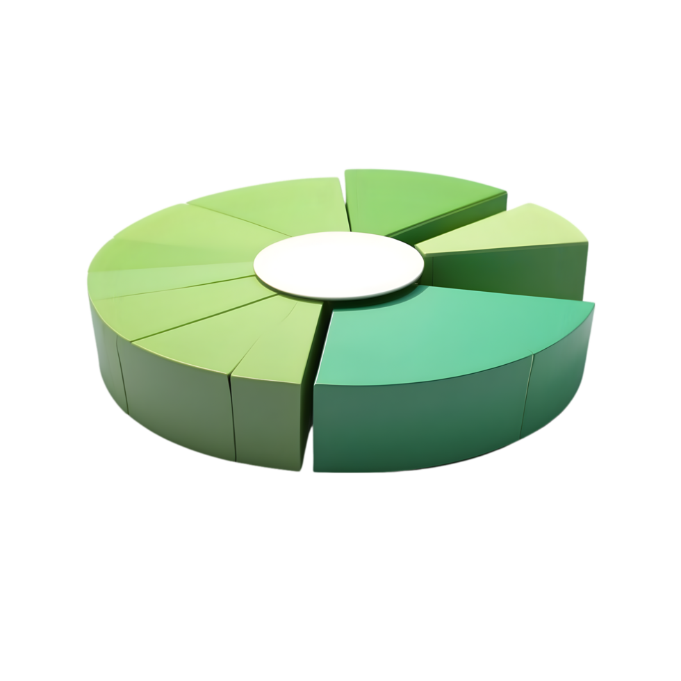 AI generated pie chart illustration green tone  3d png