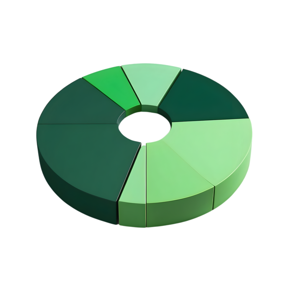 AI generated pie chart illustration green tone  3d png