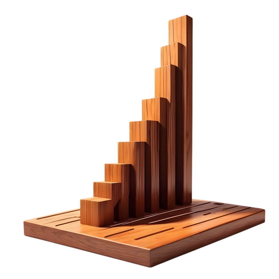AI generated a wooden bar graph on a wooden stand png