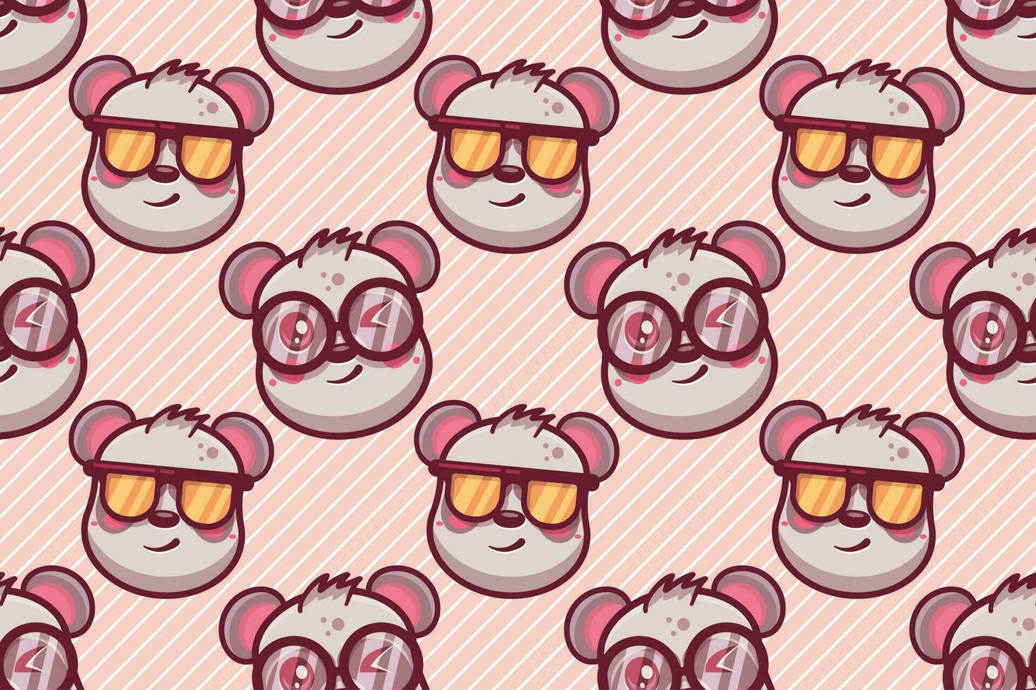 funny panda animal character seamless pattern vector illustration