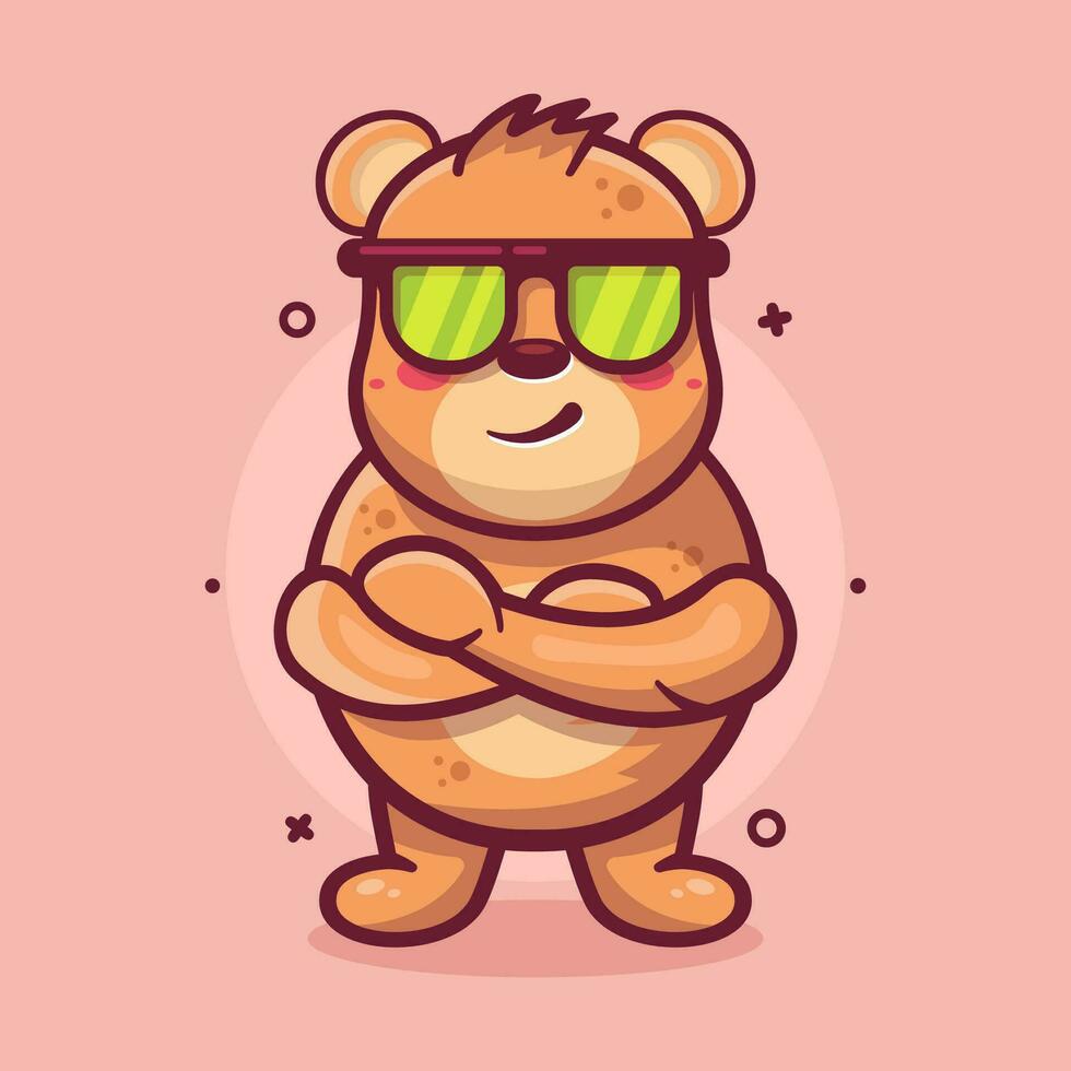 linda oso animal personaje mascota con frio expresión aislado dibujos animados en plano estilo diseño vector