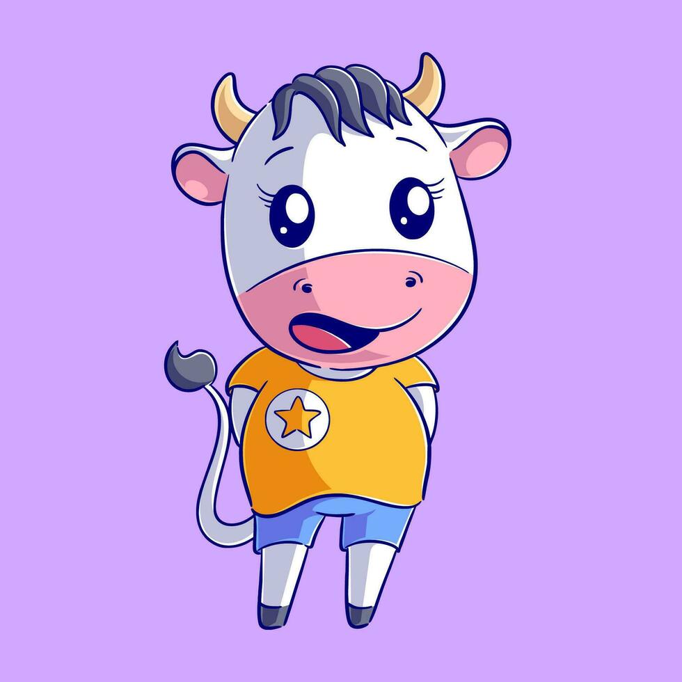 Cute cow wearing a shirt vector