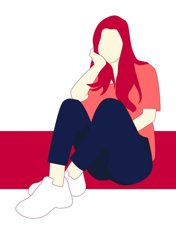 Illustration of a girl sit in the floor vector