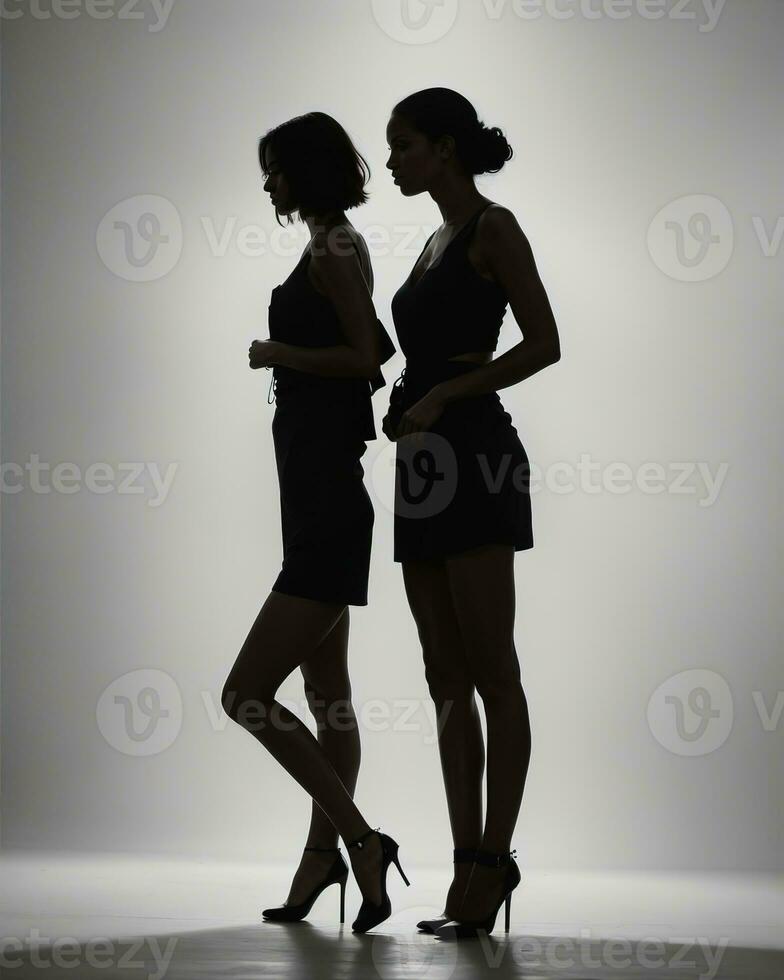 AI generated Silhouette of beautiful women on a white background. ai generative photo