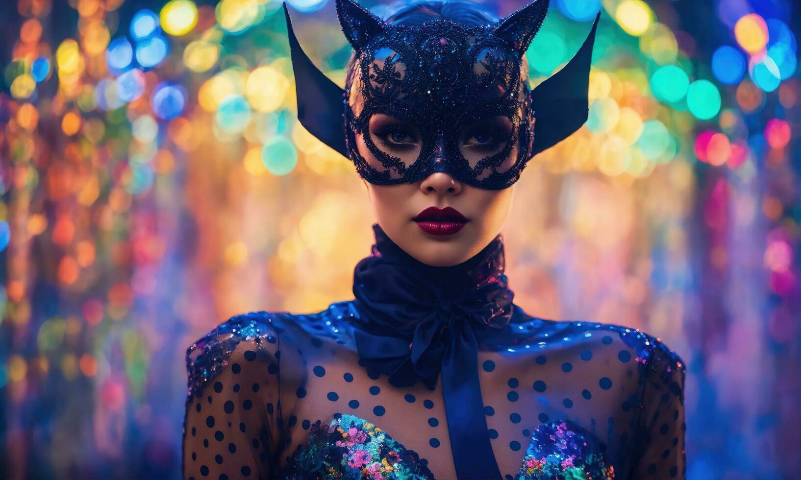AI generated Fashion shot of a beautiful woman in a carnival mask. ai generative. ai generative photo