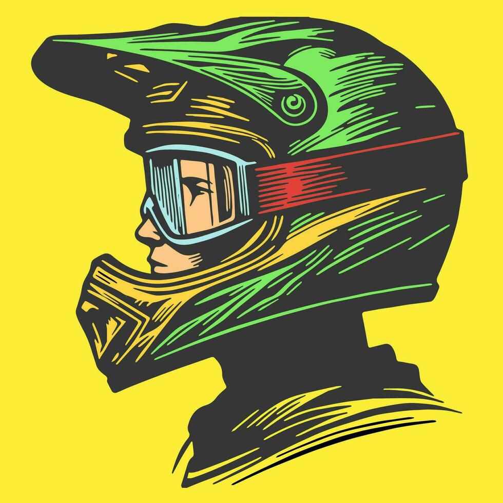 motocross casco ilustración, vector con eps formato