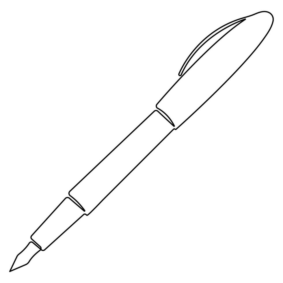 Continuous one line of pen writing on a sheet outline vector illustration
