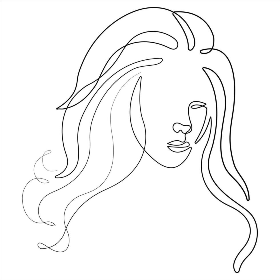 Beauty woman body one line art drawing naked female body outline vector illustration