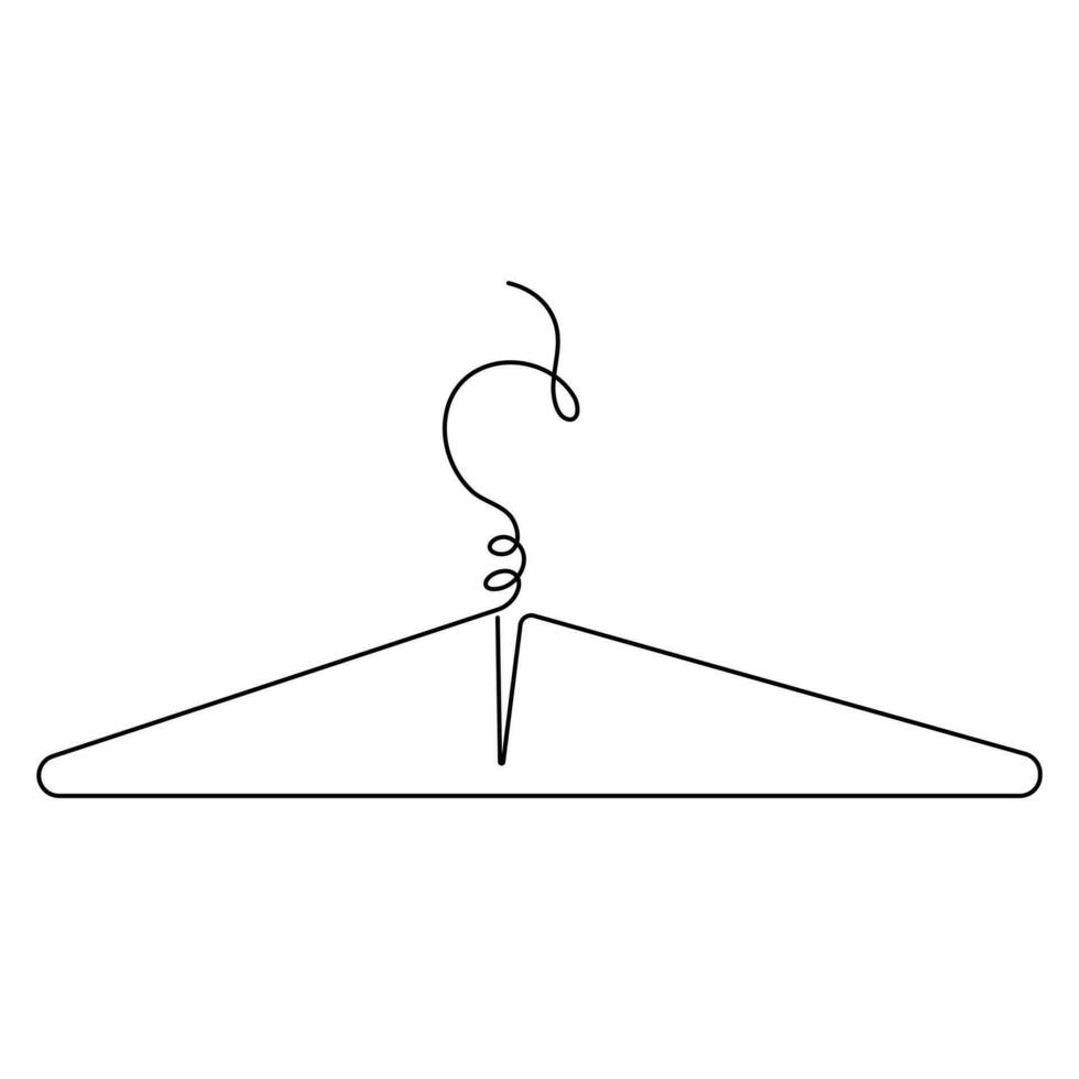 Continuous one line art drawing of doodle hanger symbol and outline art vector illustration