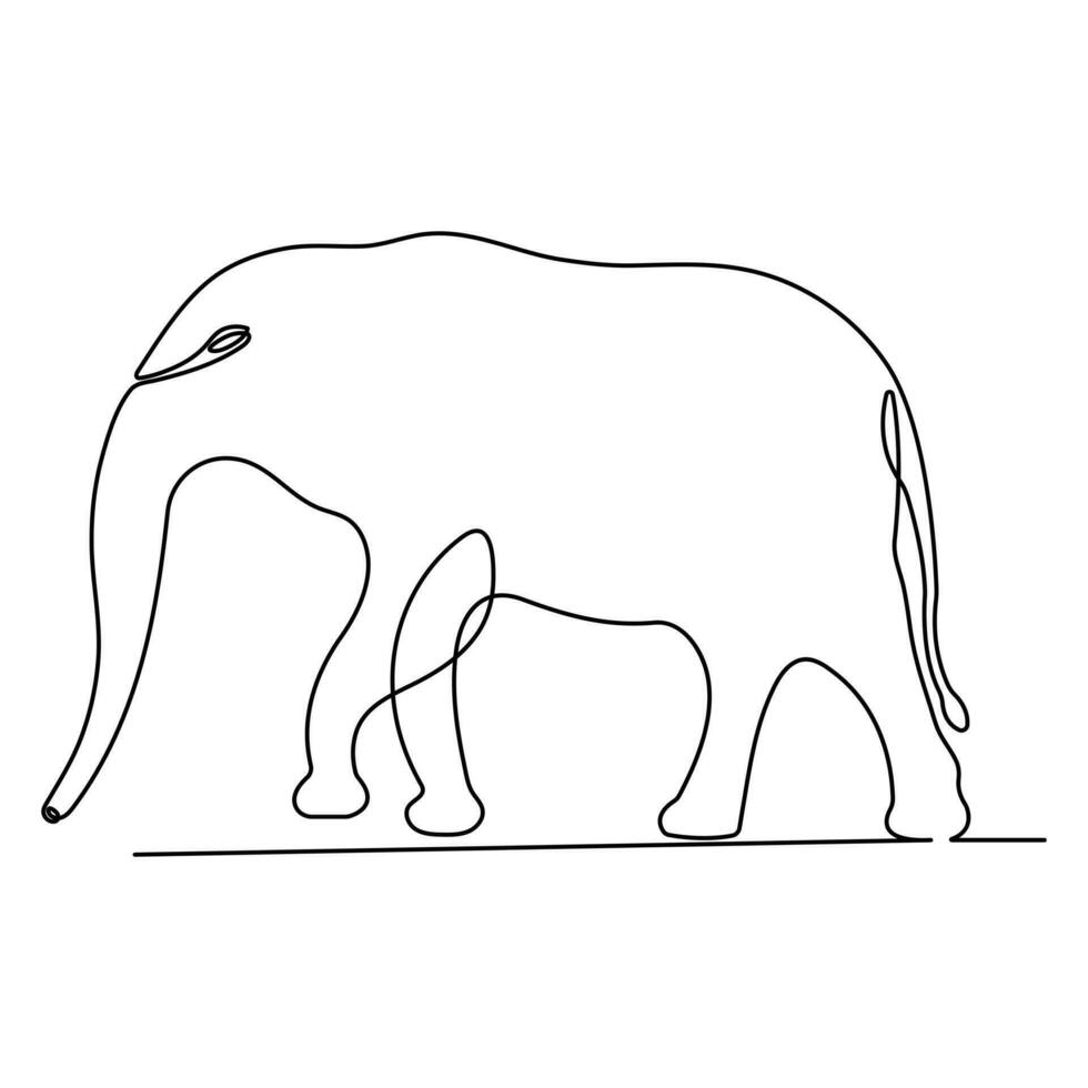 continuo soltero línea dibujo de elefante salvaje animal nacional parque conservación, safari zoo concepto mundo animal día contorno vector ilustración