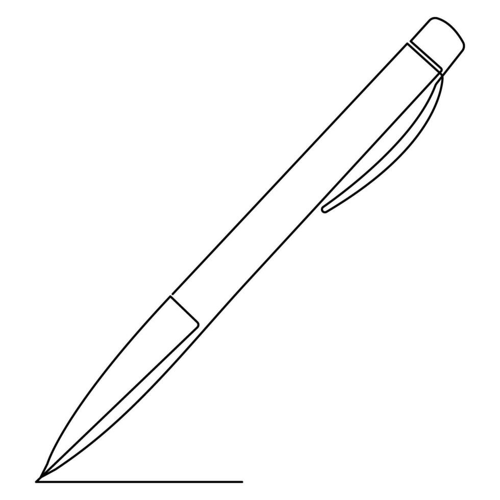 Continuous one line of pen writing on a sheet outline vector illustration