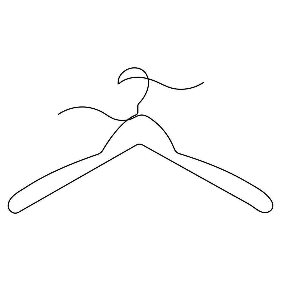 Continuous one line art drawing of doodle hanger symbol and outline art vector illustration