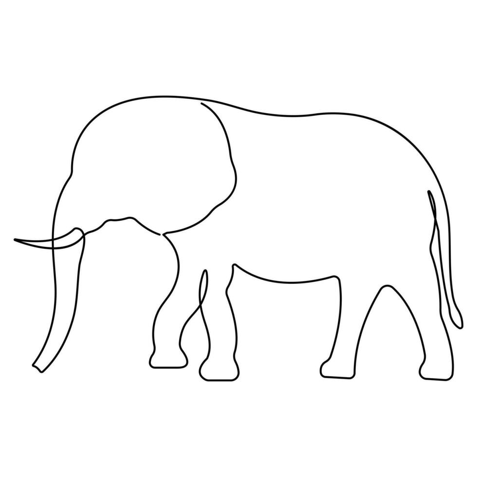 Continuous single line drawing of elephant wild animal national park conservation, Safari zoo concept world animal day outline vector illustration