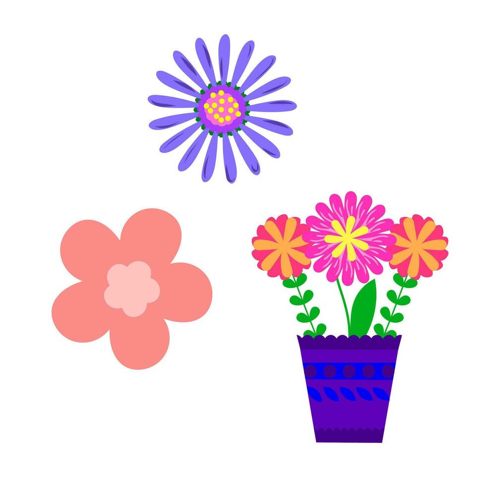 cartoon flowers vector sketch