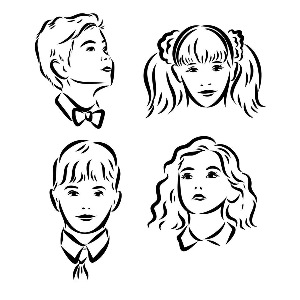 schoolchildren vector sketch
