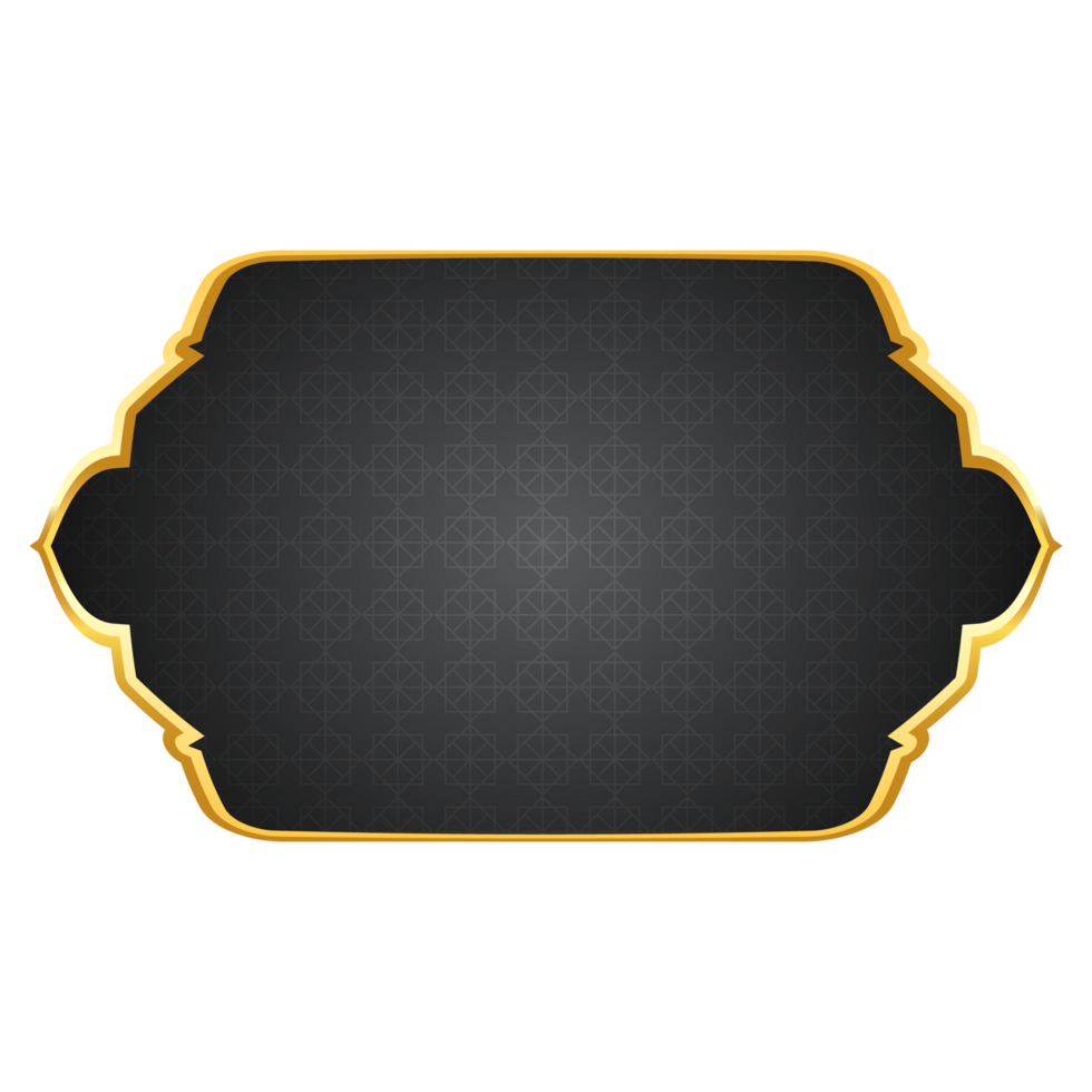 Luxury golden arabic islamic banner title frame text box border transparent background png