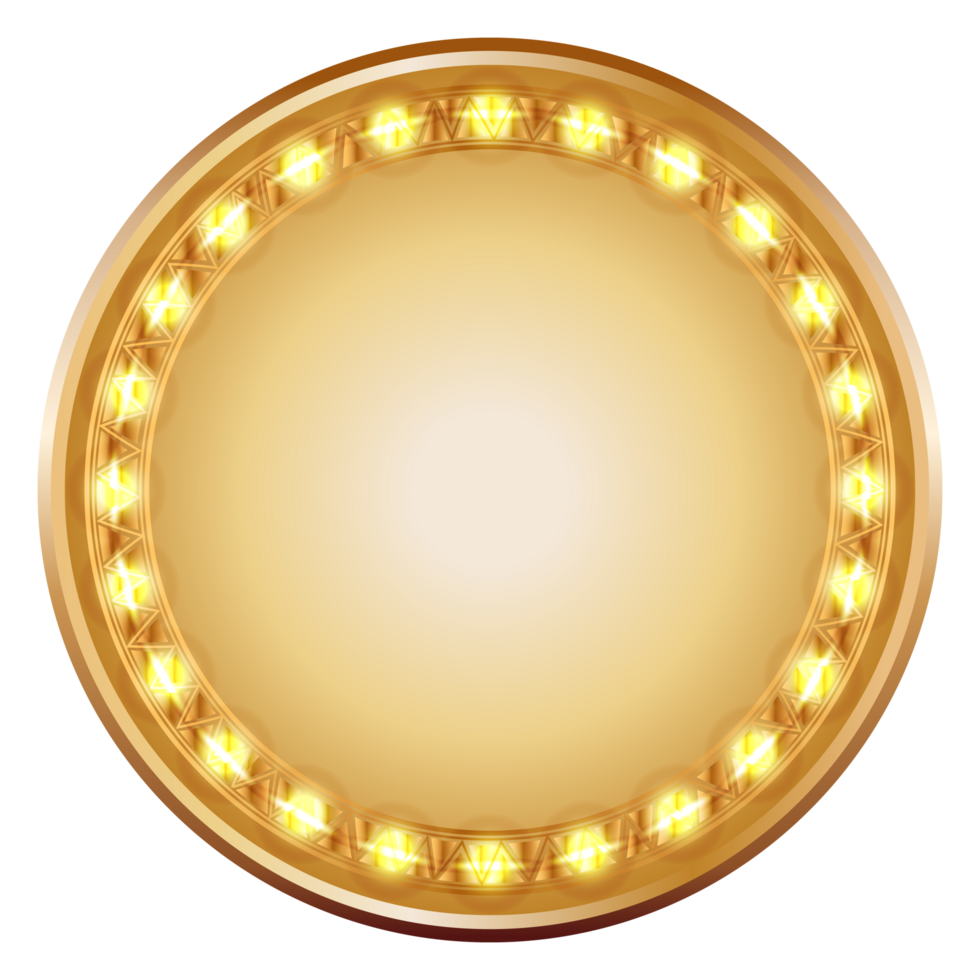 Golden circle frame text box with gold award ribbon icon anniversary badge png