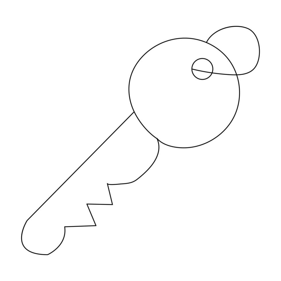 Continuous single line art drawing of lock key outline vector illustration