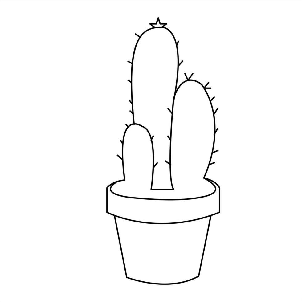 Continuous single line art drawing of cactus and minimalist outline vector art drawing